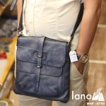Túi đeo chéo nam Lano da bò thật trẻ trung tiện lợi KT90 xanh- đeo trước