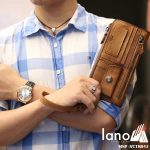 Ví cầm tay da bò thật mạnh mẽ cho nam giới VCTN042 trên tay