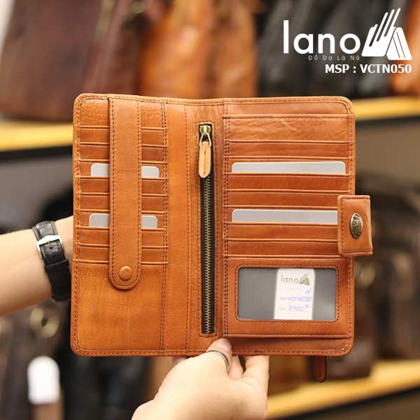 Ví cầm tay nam da bò Lano cao cấp thời trang mới nhất VCTN050 - bên trong