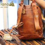 Ba lô nam da bò sang trọng gọn nhẹ Lano BLN07 - mặt sau