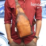 Túi da đeo trước ngựa nam Lano da bò thật TDL53 đeo trước ngực