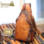 Túi da đeo trước ngựa nam Lano da bò thật TDL53 nghiêng