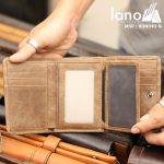 Ví da nam Lano nhỏ gọn tiện lợi 2 gấp VDN040-Nâu - ngăn trong