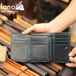 Ví da nam Lano nhỏ gọn tiện lợi 2 gấp VDN040-Xanh - bên trong