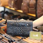 Ví cầm tay da cá sấu 2 khóa kéo thụt loại to VCSCT05