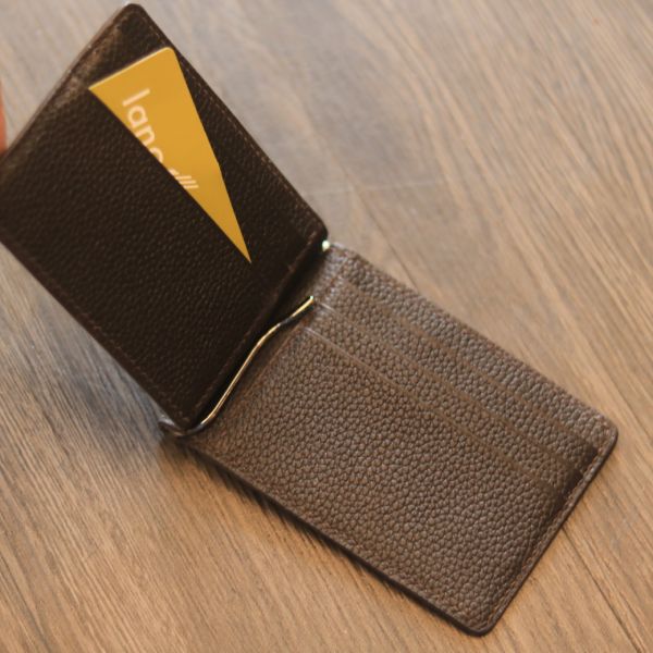 Ví kẹp tiền money clip lano VKT02 màu nâu nội thất 1