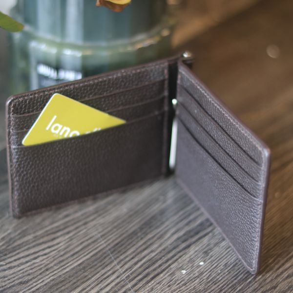 Ví kẹp tiền money clip lano VKT02 màu nâu nội thất