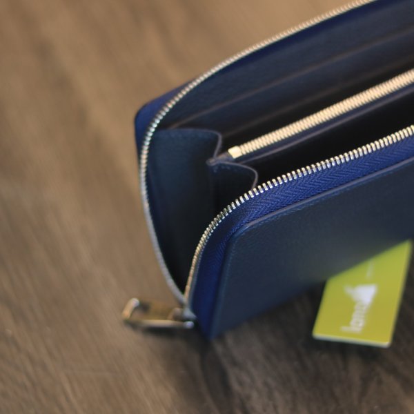 Ví cầm tay thiết kế da thật 1 khoá kéo thời trang lịch lãm Lano VCTK03 màu xanh nội thất
