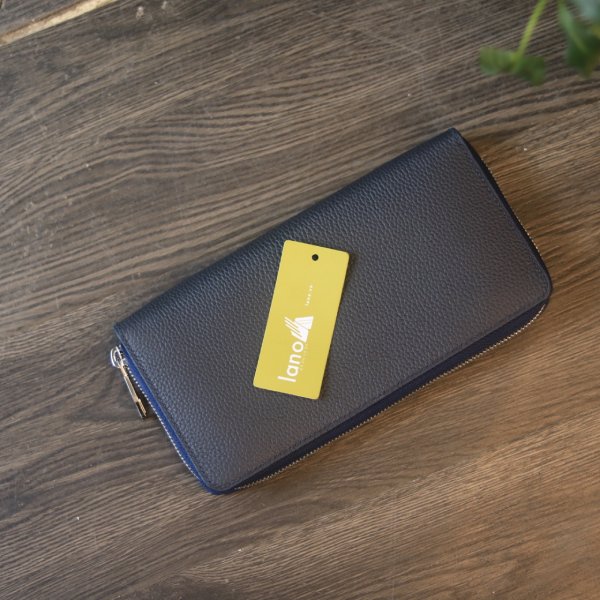 Ví cầm tay thiết kế da thật 1 khoá kéo thời trang lịch lãm Lano VCTK03 màu xanh