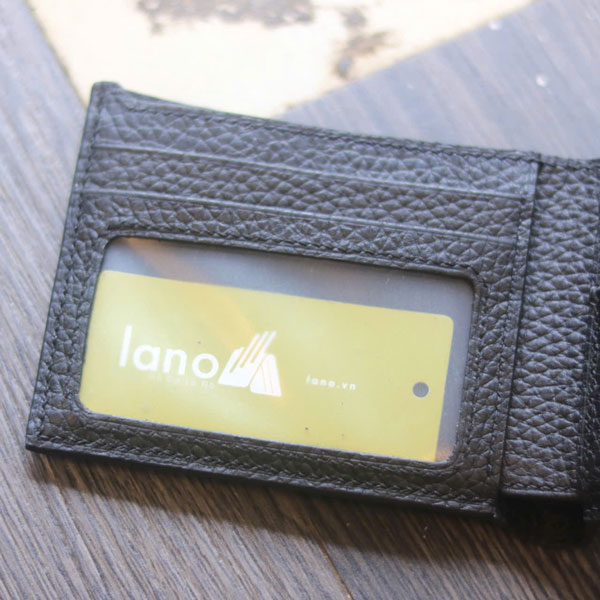 Ví da nam handmade dáng ngang có ngăn zip lano vdntk015 bóng kính
