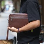 Clutch da thật cầm tay 1 khoá handmade khâu tay thủ công 100% Lano CLTK03