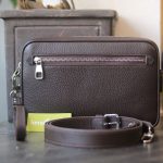 Clutch da thật cầm tay 1 khoá handmade khâu tay thủ công 100% Lano CLTK03 mặt trước