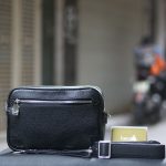 Túi da clutch handmade da bò phối cá sấu 2 ngăn khoá số Lano CLTK05
