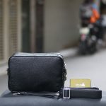Túi da clutch handmade da bò phối cá sấu 2 ngăn khoá số Lano CLTK05