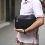 Túi da clutch handmade da bò phối cá sấu 2 ngăn khoá số Lano CLTK05