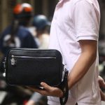 Túi da clutch handmade da bò phối cá sấu 2 ngăn khoá số Lano CLTK05