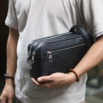 Túi golf cầm tay handmade 2 ngăn khoá da thật cao cấp Lano CLTK08
