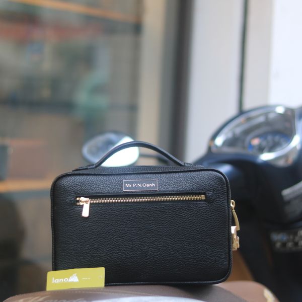 Túi golf đeo chéo da bò cao cấp khâu tay thủ công Lano CLTK06 màu đen