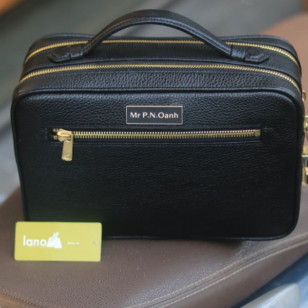 Túi golf đeo chéo da bò cao cấp khâu tay thủ công Lano CLTK06 màu đen 1