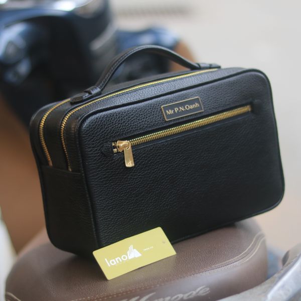 Túi golf đeo chéo da bò cao cấp khâu tay thủ công Lano CLTK06 màu đen 2