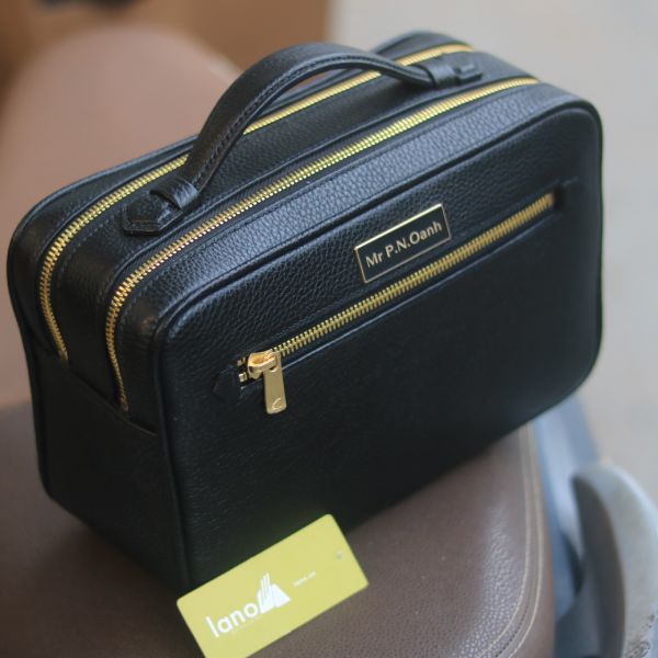 Túi golf đeo chéo da bò cao cấp khâu tay thủ công Lano CLTK06 màu đen 3