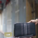 Cluch cầm tay da đan 2 khoá kéo nhỏ gọn thời trang Lano CLT71