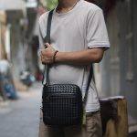 Túi nam đeo chéo da đan thời trang mới Lano KT220