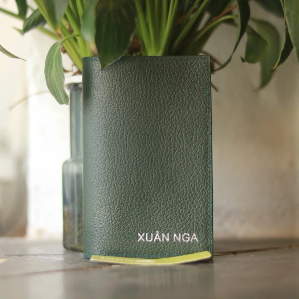 Bao ví da đựng hộ chiếu passport handmade khâu tay thủ công Lano VDP01 màu xanh mặt trước