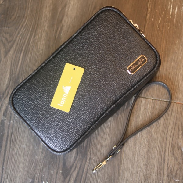 Clutch nam handmade khoá vân tay da thật cao cấp Lano CLTK024 cá nhân hoá tag tên