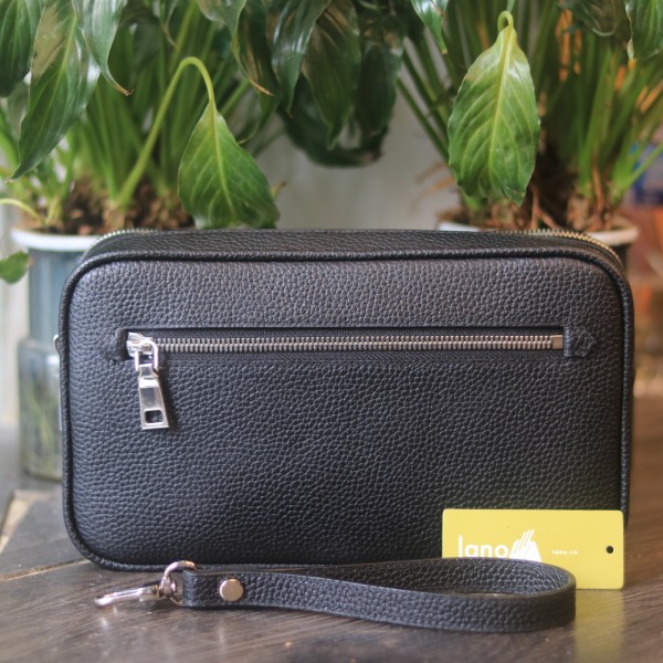 Clutch nam handmade khoá vân tay da thật cao cấp Lano CLTK024 mặt trước