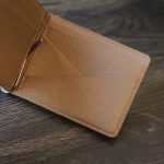 Ví kẹp tiền da bò cao cấp handmade khâu tay thủ công Lano VKT03 màu eutope ngăn thẻ 1