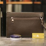 Clutch da bò cao cấp handmade khâu tay thủ công Lano CLTK029 màu nâu mặt sau