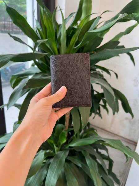 Ví da nam mini handmade gọn gàng sang trọng lano vdntk031 nâu cà phê