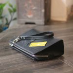 Clutch da bò cao cấp handmade khâu tay thủ công Lano CLTK029 góc nghiêng