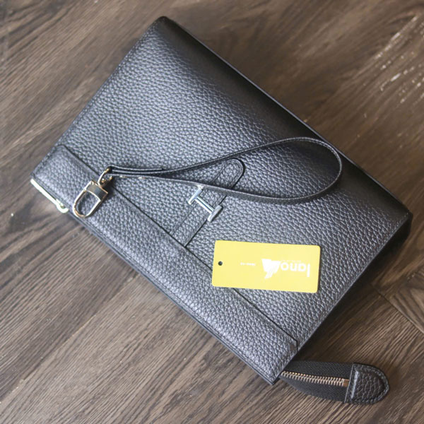 Clutch da bò cao cấp handmade khâu tay thủ công Lano CLTK029 mặt trước chụp gần