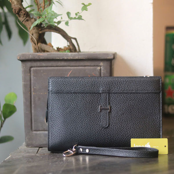 Clutch da bò cao cấp handmade khâu tay thủ công Lano CLTK029 mặt trước