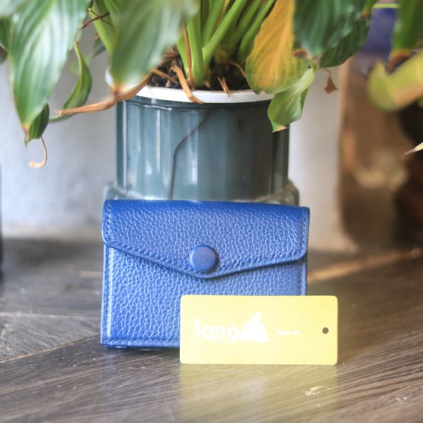 Ví da handmade đựng thẻ nhỏ gọn tiện lợi VDNT14 Navy mặt trước