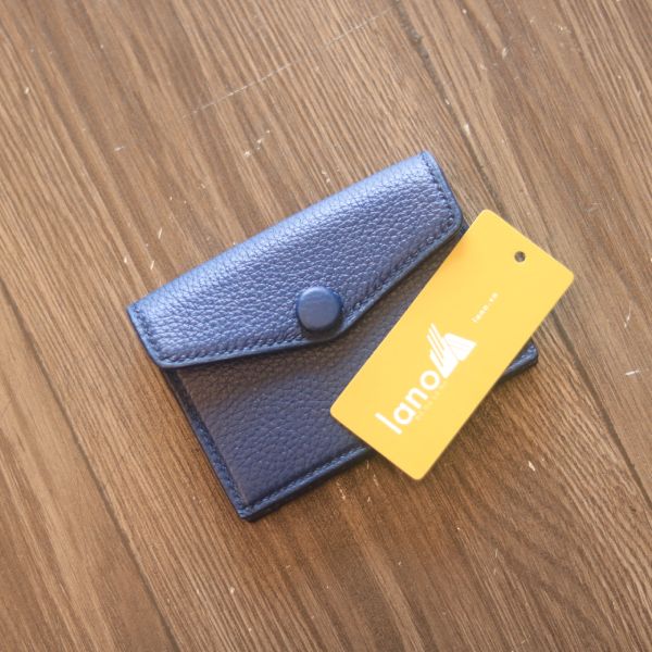 Ví da handmade đựng thẻ nhỏ gọn tiện lợi VDNT14 Navy mặt trước 1