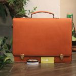 Cặp da handmade khâu tay thủ công mộc mạc sang trọng Lano CDH03 mặt trước