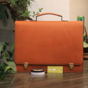 Cặp da handmade khâu tay thủ công mộc mạc sang trọng Lano CDH03 mặt trước