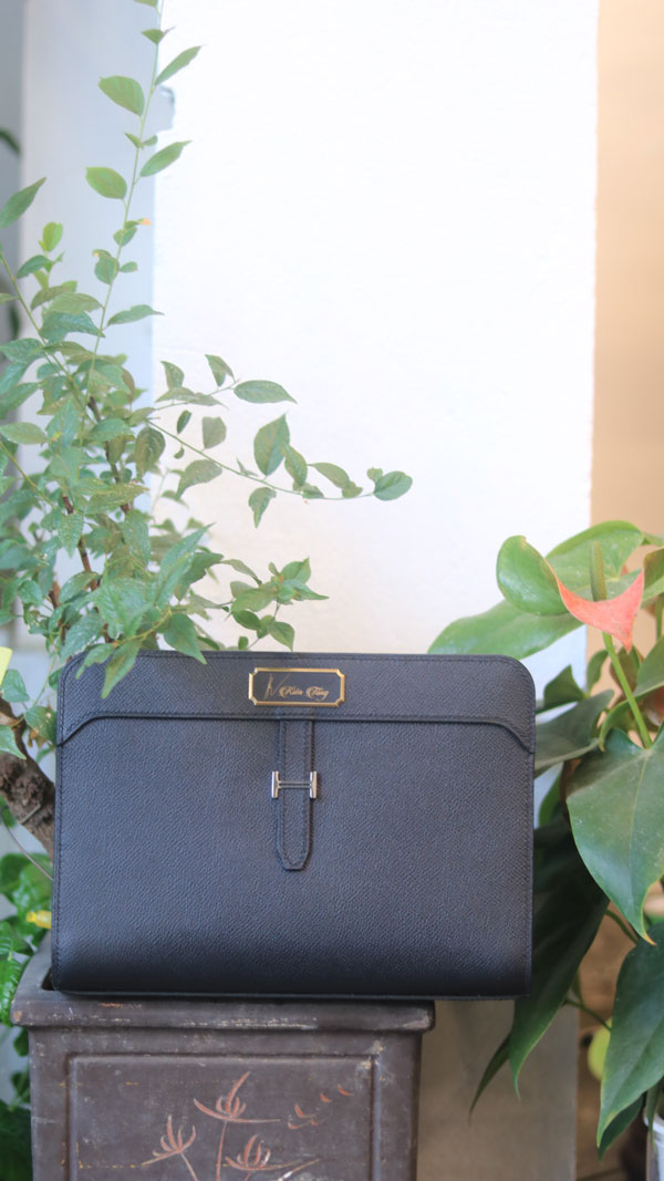 Túi Clutch da epsom nhập khẩu handmade khâu tay thù công Lano CLTK031 kiểu dáng công sở