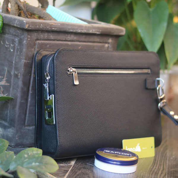 Túi Clutch da epsom nhập khẩu handmade khâu tay thù công Lano CLTK031 góc nghiêng