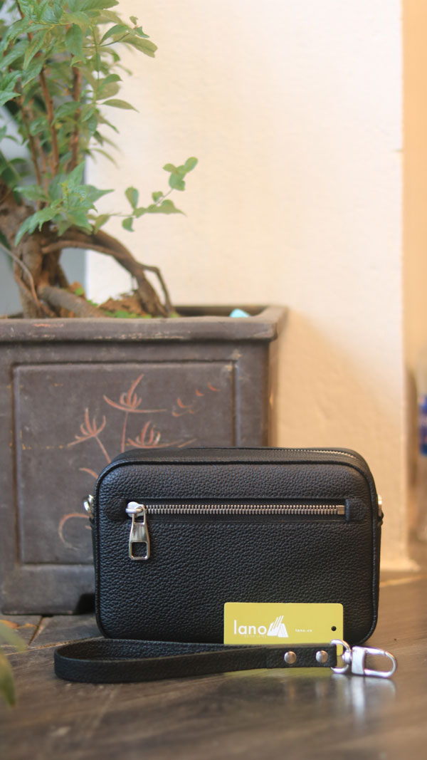 Túi clutch size 19 da togo Italia khâu tay thủ công Lano CLTK030 nhỏ gọn tiện lợi