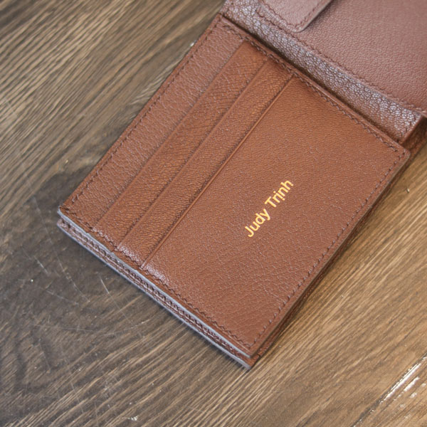 Ví da cá sấu handmade có vách ngăn Lano VCSTK018 dập tên theo yêu cầu