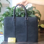 Cặp da công sở handmade khâu tay thủ công đựng laptop 16inch Lano CDH05