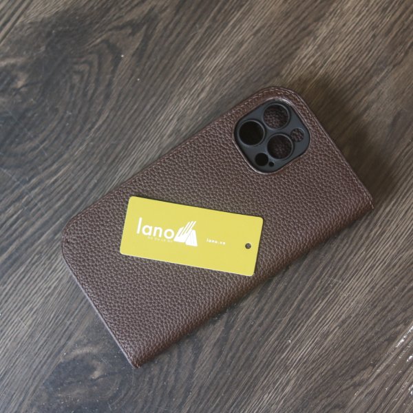 Bao da iPhone 13 Promax khâu tay thủ công Lano BDH01 mặt sau 1