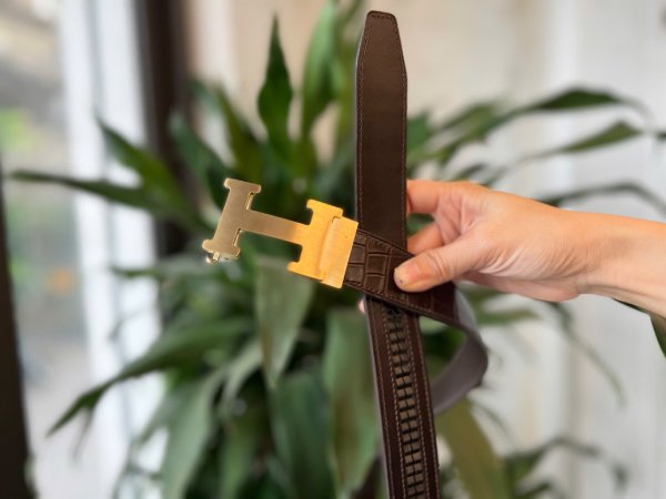 Dây thắt lưng da cá sấu handmade khâu tay thủ công TLH09 ray trượt