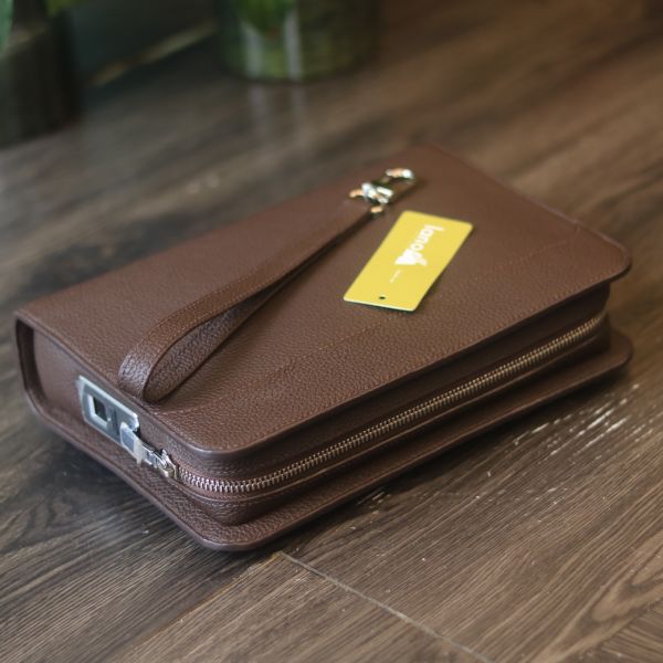 Túi Clutch handmade cầm tay da togo nhập khẩu Lano CLTK035 miệng túi