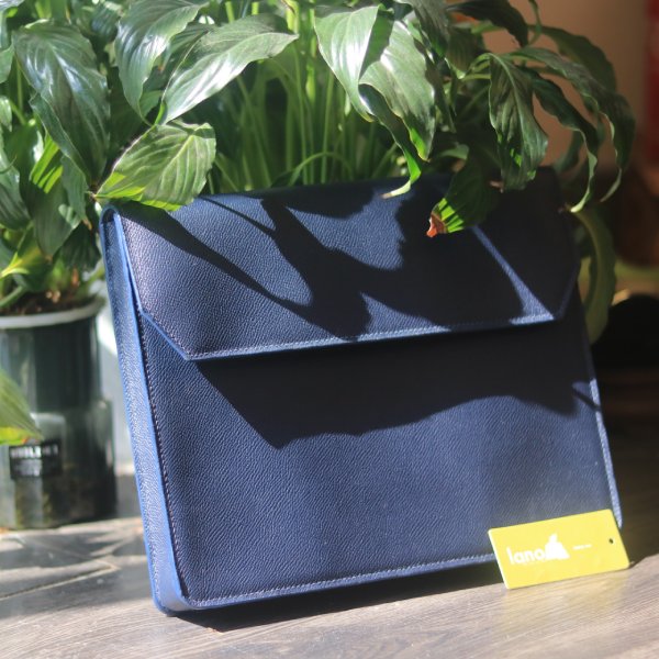 Túi da cầm tay đựng ipad khâu tay thủ công Lano CLTK034 cạnh túi