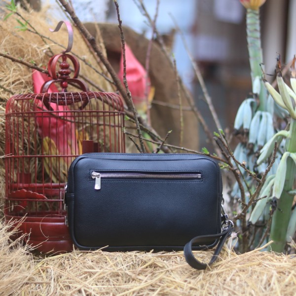 Túi da cầm tay kết hợp đeo chéo có khoá số khâu tay thủ công Lano TDH025